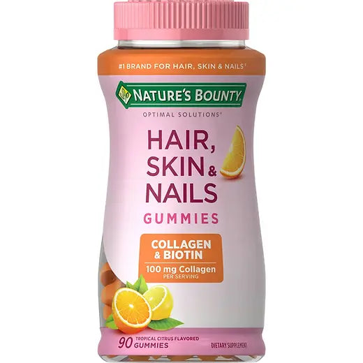 Nature’s Bounty Hair Skin & Nails with Collagen, Tropical Citrus Flavor, 90 Gummies