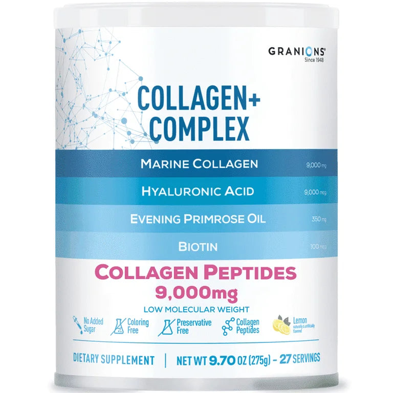 Granions Marine Collagen Powder | Type I Hydrolyzed Marine Collagen Peptides, Biotin, Hyaluronic Acid, Vitamin C, Evening Primrose Oil, Antioxidant Complex | Pink Lemonade, 275 grams