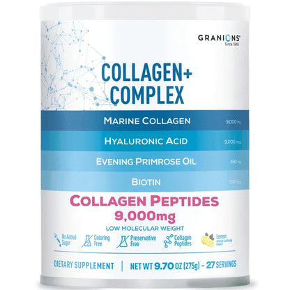 Granions Marine Collagen Powder | Type I Hydrolyzed Marine Collagen Peptides, Biotin, Hyaluronic Acid, Vitamin C, Evening Primrose Oil, Antioxidant Complex | Pink Lemonade, 275 grams