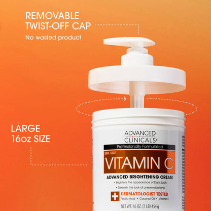 Advanced Clinicals Crème pour le corps éclaircissante à la vitamine C, 454 grammes