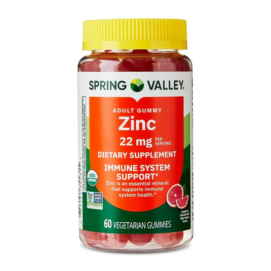 Spring Valley Zinc Gummies for Immune Support, Grapefruit Flavored, 22 mg, 60 Gummies