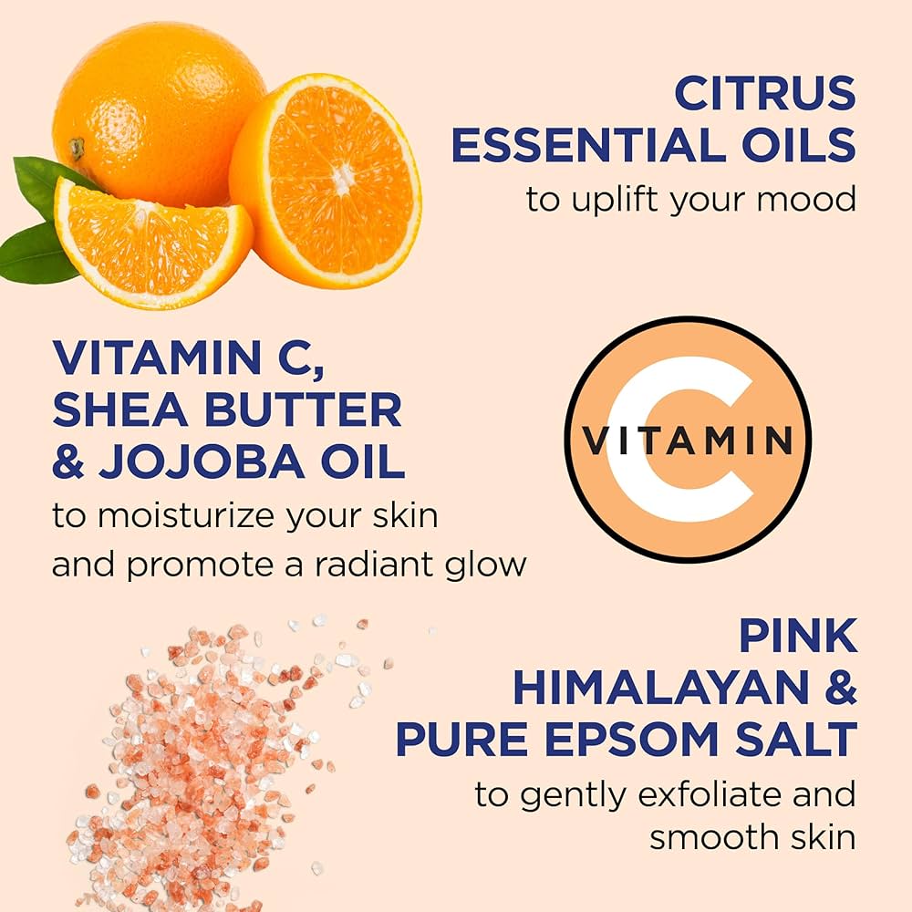 Dr Teal's Pink Himalayan Salt Body Scrub| with Pure Epsom Salt & Citrus Essential Oils, 454 Grams