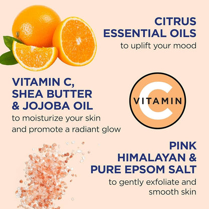 Dr Teal's Pink Himalayan Salt Body Scrub| with Pure Epsom Salt & Citrus Essential Oils, 454 Grams