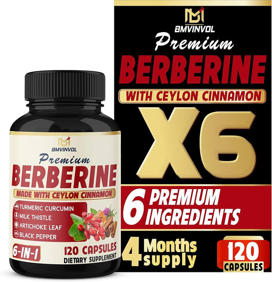 BMVINVOL Berberine with Ceylon Cinnamon, Turmeric, Milk Thistle, Artichoke, and Black Pepper