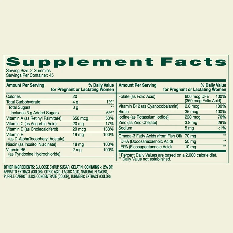 Spring Valley vitamines prénatales avec DHA et acide folique, 90 gummies