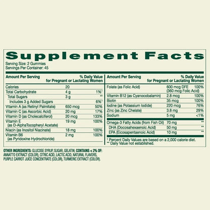 Spring Valley vitamines prénatales avec DHA et acide folique, 90 gummies