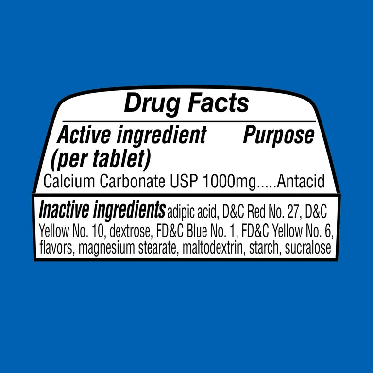 Equate Comprimés à croquer antiacides ultra-forts, saveur baies et fraises assorties, 1000 mg, boîte de 72 comprimés