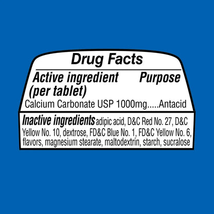 Equate Comprimés à croquer antiacides ultra-forts, saveur baies et fraises assorties, 1000 mg, boîte de 72 comprimés