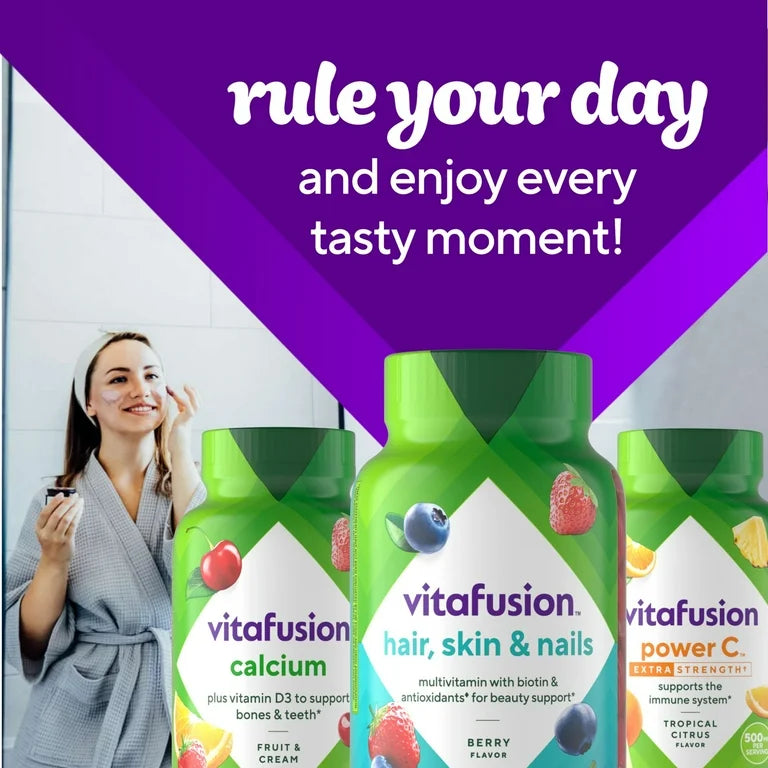 Vitafusion Hair Skin Nails gummies | vitamines pour cheveux, peau et ongles, avec biotine et antioxydants, 100 gummies