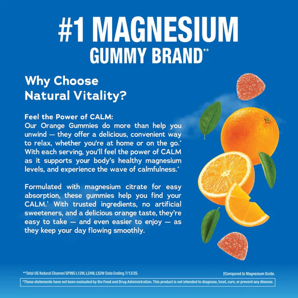 Natural Vitality, CALM Magnesium Citrate, orange flavor, 120 gummies