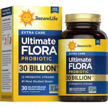 Renew Life Extra Care Ultimate Flora™ Probiotic | Probiotics, 30 Billion CFU, 30 delayed-release capsules