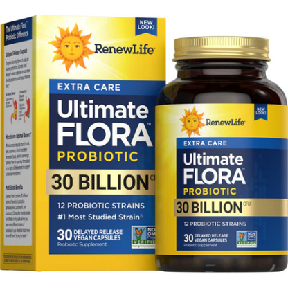 Renew Life Extra Care Ultimate Flora™ Probiotic | Probiotics, 30 Billion CFU, 30 delayed-release capsules
