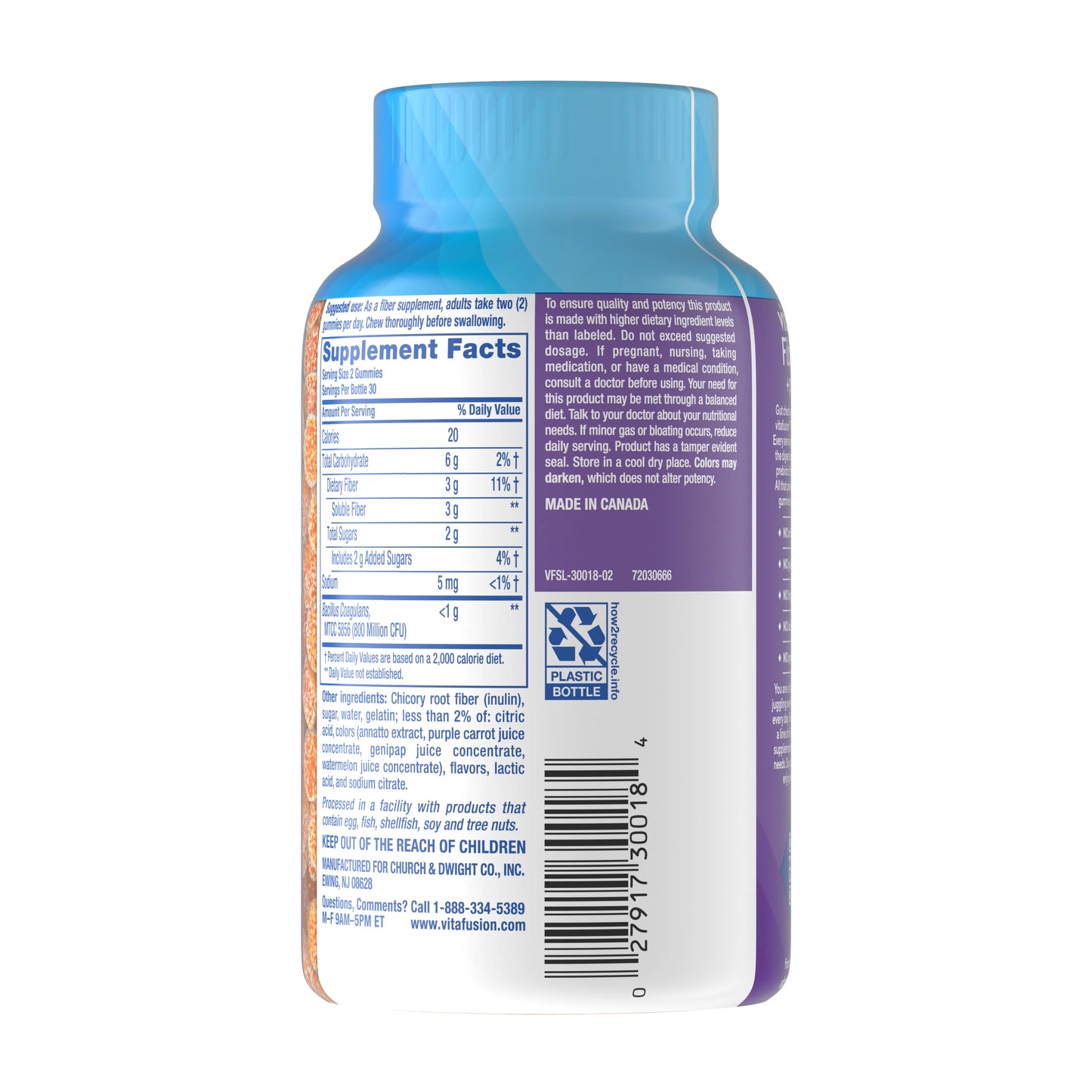 Vitafusion Fiber Well + Probiotic | Probiotics and Fiber, 60 Gummies