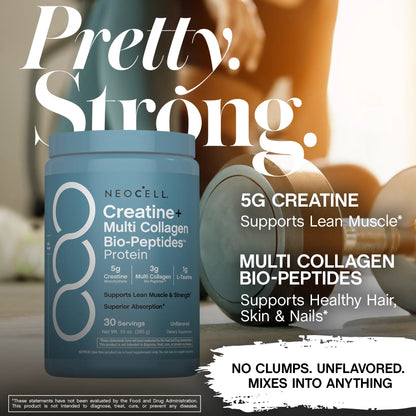NeoCell Creatine + Multi Collagen | 10 types of collagen | 5g Creatine, 3g Collagen & 1g L-Taurine | 285 grams