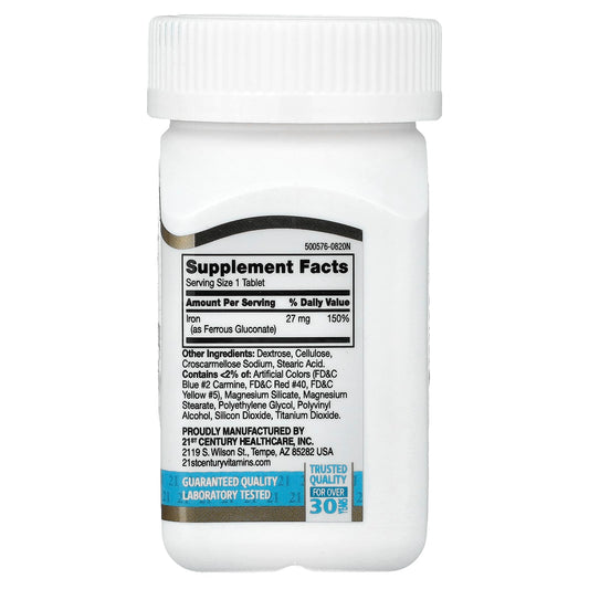 21st Century Ferrous Gluconate, 110 easy-to-swallow tablets