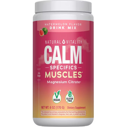 Natural Vitality, CALM, Specifics Muscles, Mélange à boire au citrate de magnésium, goût Pastèque, 170 g