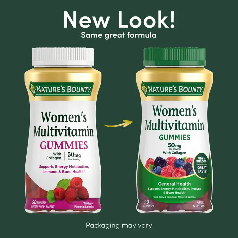 Nature's Bounty, Multivitamines Gummies pour femmes + Collagène, 90 gummies