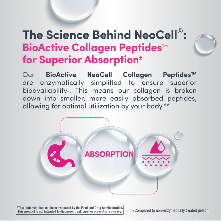 Neocell Peptides de collagène de bœuf en poudre, sans saveur, 200 grammes