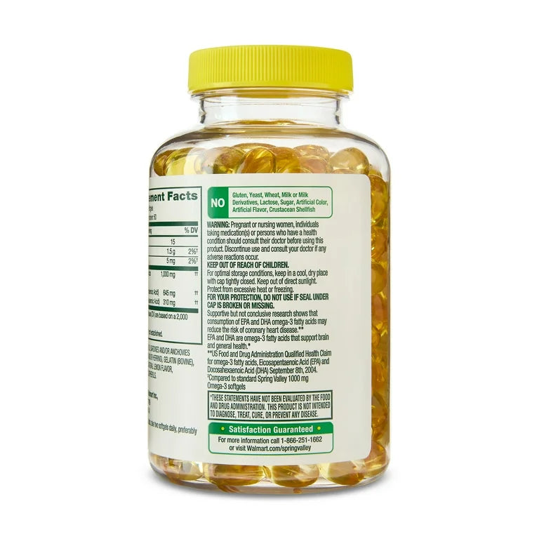 Spring Valley Proactive Support Omega-3 Mini à base d'huile de poisson, 1000 mg, 120 softgels