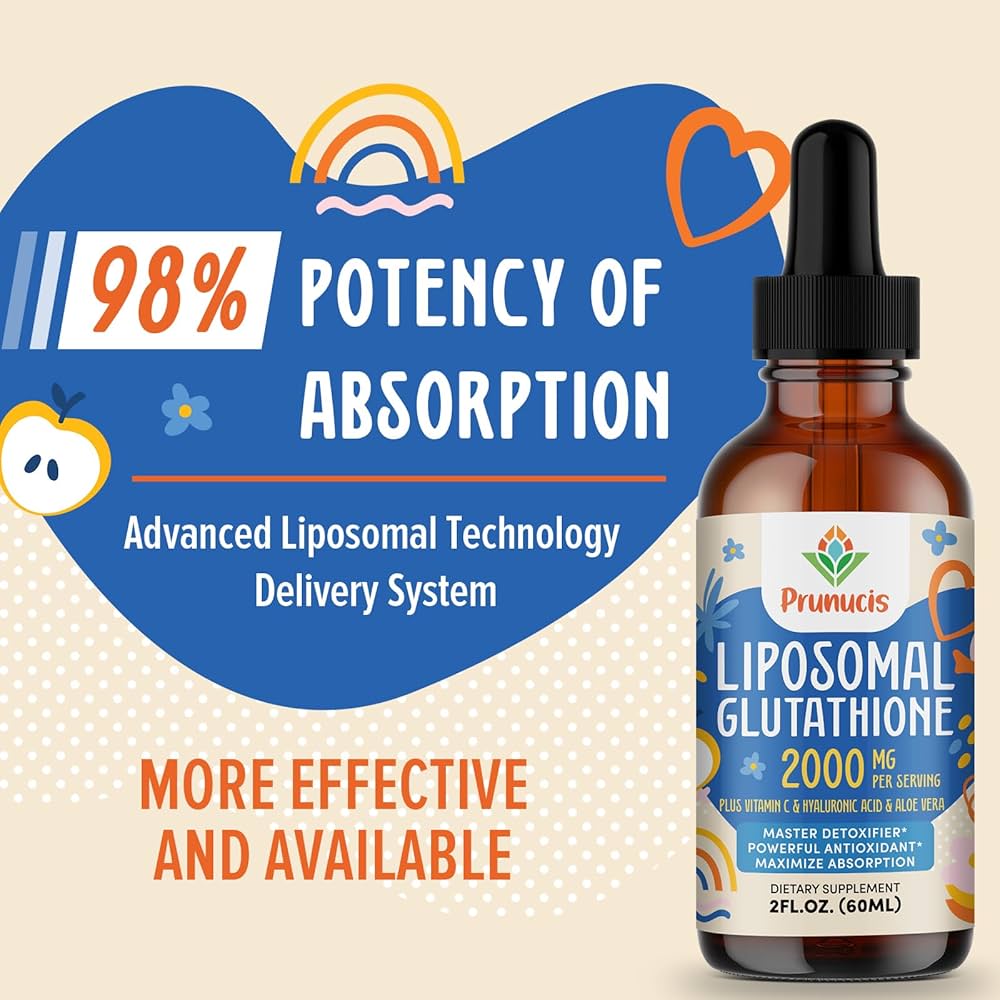 Prunicis Liquid Liposomal Glutathione + Vitamin C, Hyaluronic Acid and Aloe Vera, 60ml
