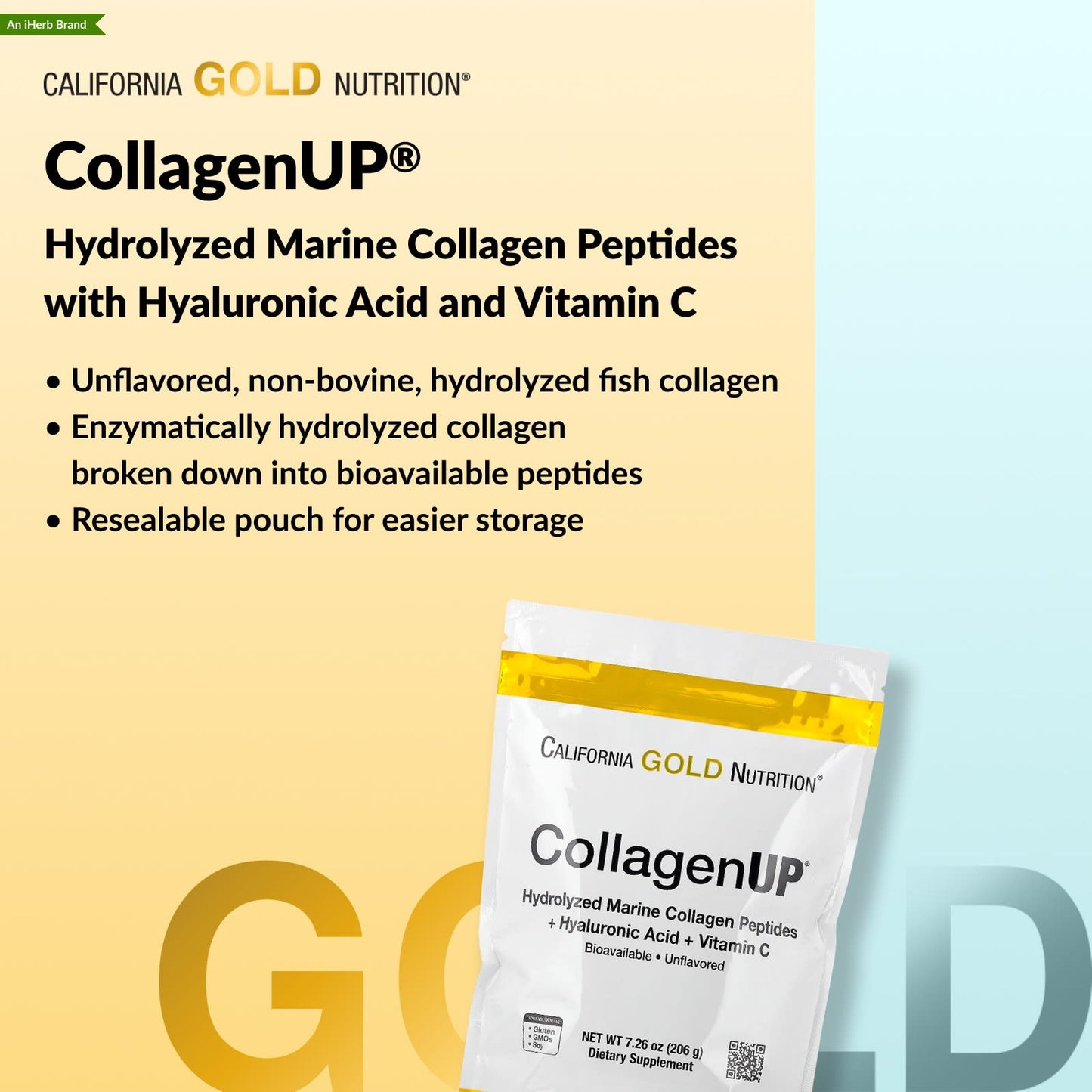 CollagenUP, Hydrolyzed Marine Collagen Peptides with Hyaluronic Acid and Vitamin C, Unflavored, 206 g