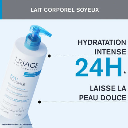 Uriage Eau Thermale lait corps velouté, hydratation 24h, effet lissant, 500ml