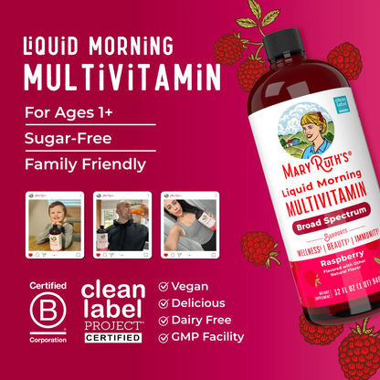 Mary Ruth's Liquid Morning Multivitamin, Raspberry Flavor, 887 ml