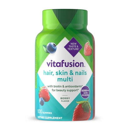 Vitafusion Hair Skin Nails gummies | vitamines pour cheveux, peau et ongles, avec biotine et antioxydants, 100 gummies