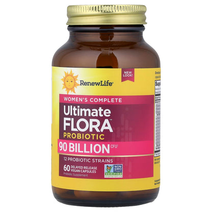 RenewLife Ultimate Flora Women's Complete Probiotics | Probiotiques pour femmes | 90 Billion, 60 gélules à libération prolongée