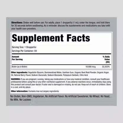 PipingRock Biotine liquide 10.000mcg goût fraise