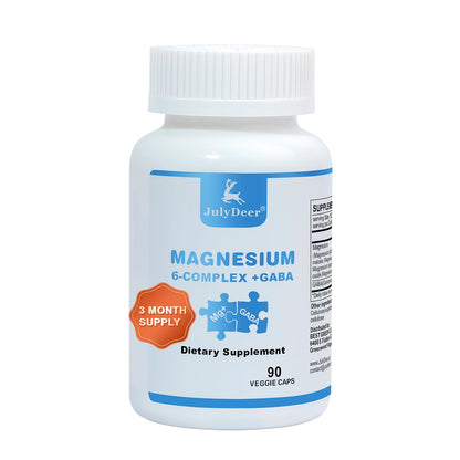 JulyDeer Magnésium Complex 6en1 + Gaba, 350 mg, 90 gélules