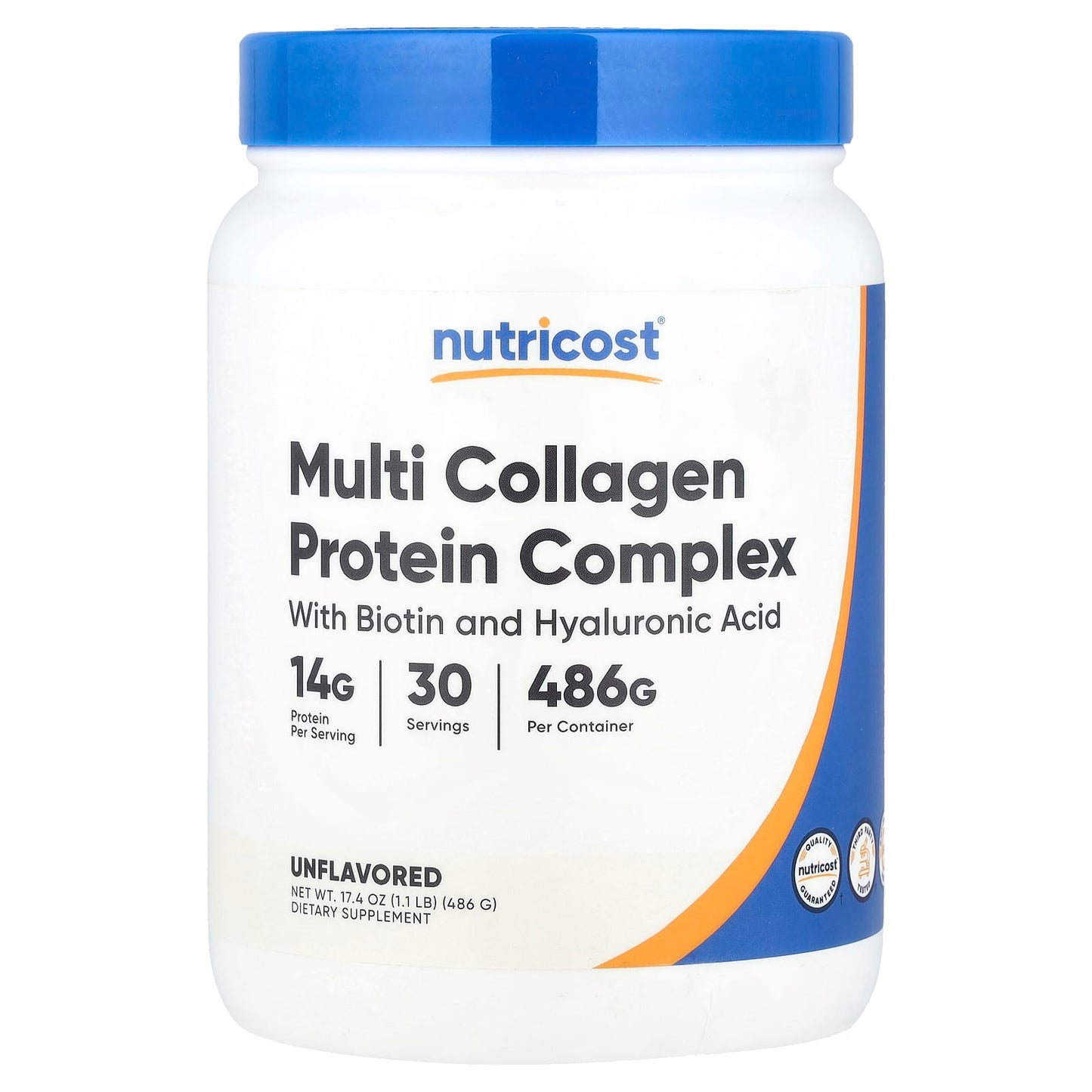 Nutricost Multi Collagen Complex Powder | Types 1, 2, 3, 5, 10 | with Hyaluronic Acid, Vitamin C Biotin & Apple Cider Vinegar | 486 grams