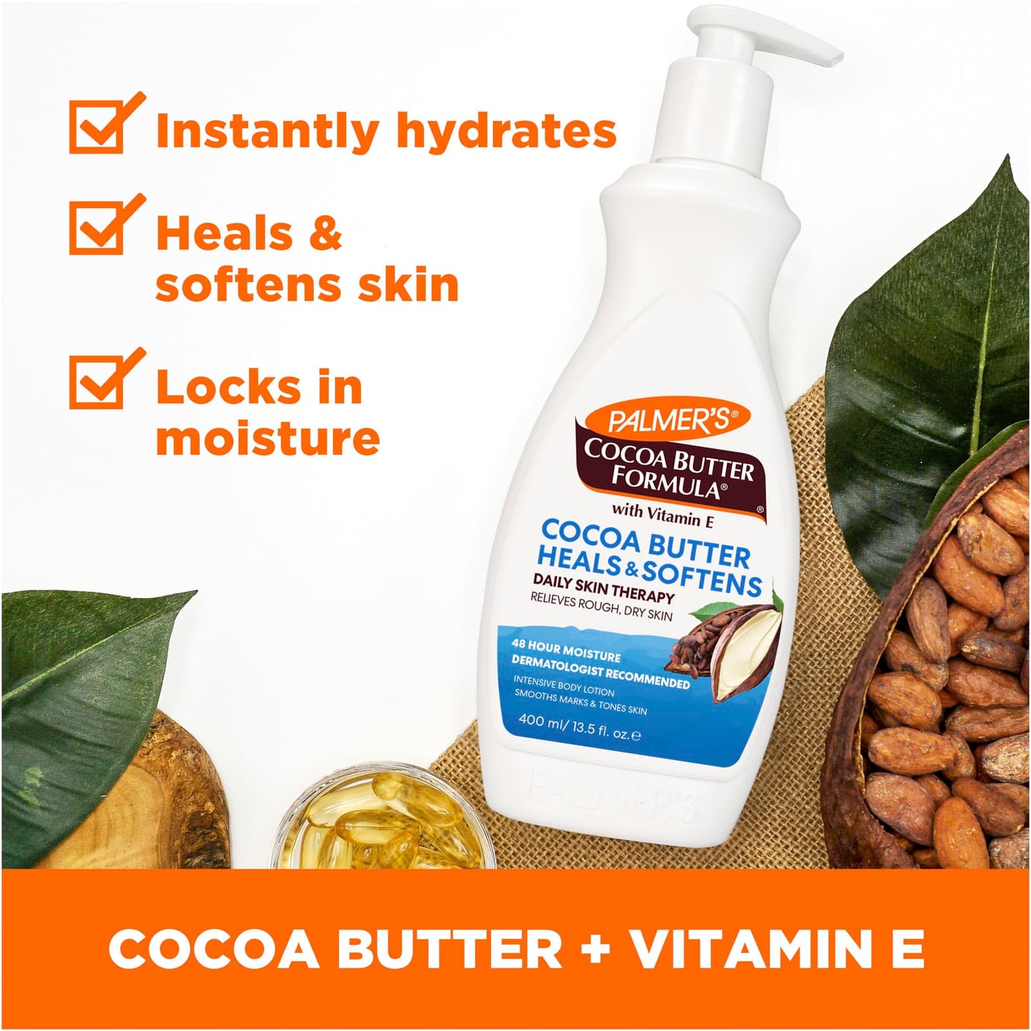 Palmers Cocoa Butter Formula® with Vitamin E, Daily Skin Therapy to Repair and Soften Skin, 400ml