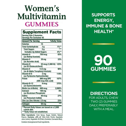 Nature's Bounty, Multivitamines Gummies pour femmes + Collagène, 90 gummies