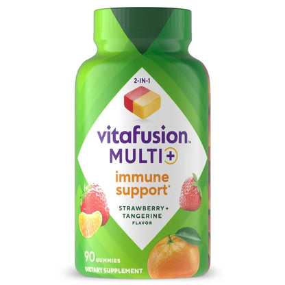 Vitafusion Multi+ Immune Support | 2-in-1 benefits and flavors | Adult Gummy Vitamins with Vitamin C, Zinc, Multivitamins, 90 Gummies