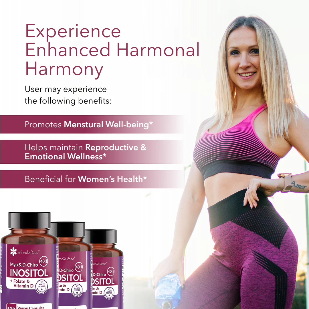 Intimate Rose Myo-Inositol & D-Chiro Inositol 40:1 + Folate & Vitamin D, 120 gélules