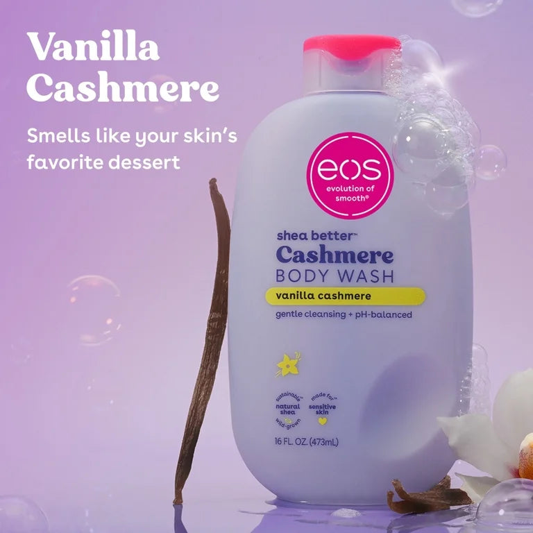Eos Shea Better, Gel douche au cachemire, Vanille et cachemire, 473 ml