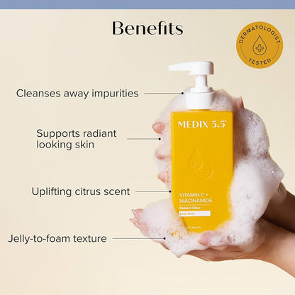 Medix 5.5, Gel douche Éclat radieux, Vitamine C + Niacinamide, 444 ml