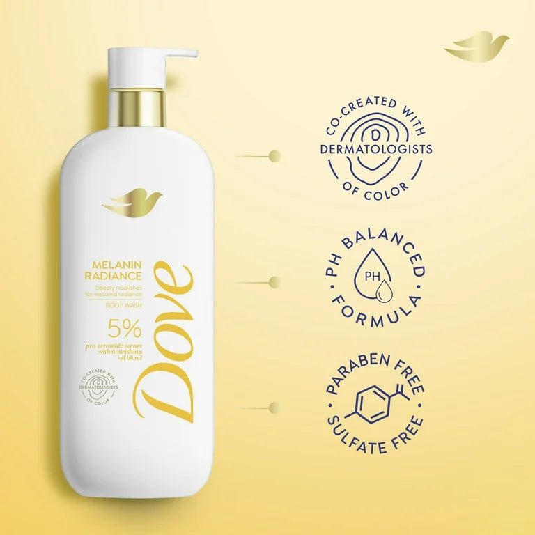 Dove Even Tone Melanin Shower Gel, enriched with pro ceramides, 547 ml