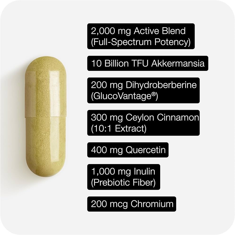 Toniiq GLP-1 Support | avec GlucoVantage® Dihydroberbérine et Akkermansia, brevetés et cliniquement étudiés | Soutien de l'appétit et de la satiété | 120 gélules