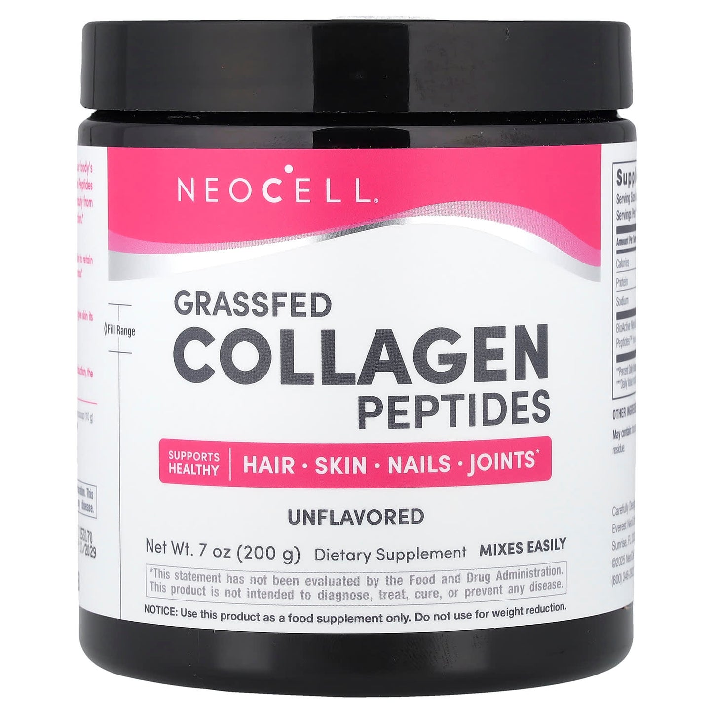 Neocell Peptides de collagène de bœuf en poudre, sans saveur, 200 grammes