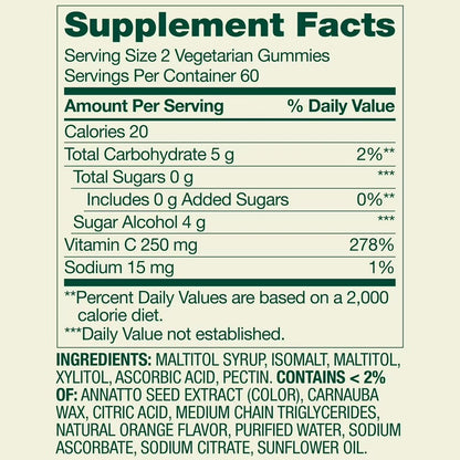 Spring Valley Vitamine C gummies sans sucre, 250mg, 120 gummies