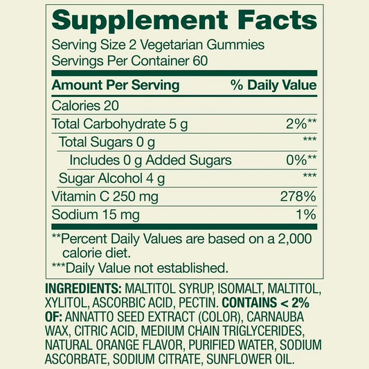 Spring Valley Vitamine C gummies sans sucre, 250mg, 120 gummies