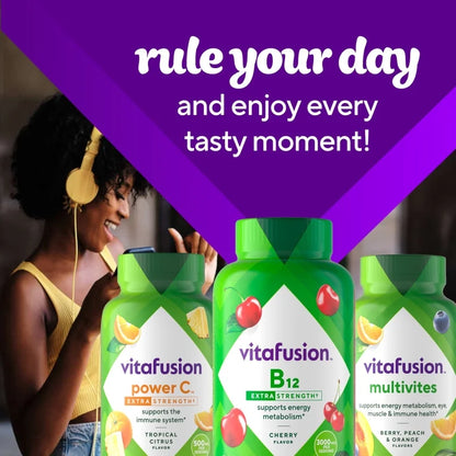 Vitafusion Vitamines B12 gummies extra forts, saveur cerise, 90 unités