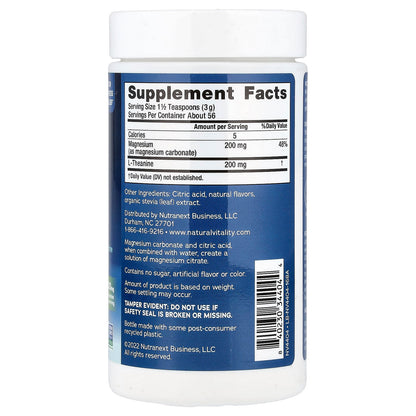 Natural Vitality CALM MIND Magnésium Citrate + L-Theanine en poudre, avec Miel et Chamomile, 168 grammes