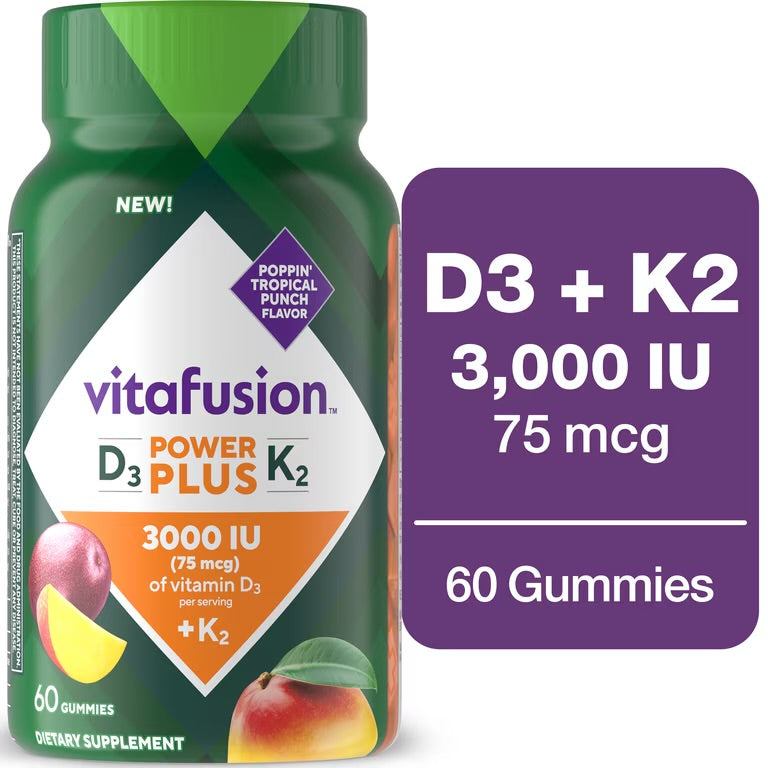 Vitafusion Power Plus Vitamine D3 + K2 gummies, 60 unités