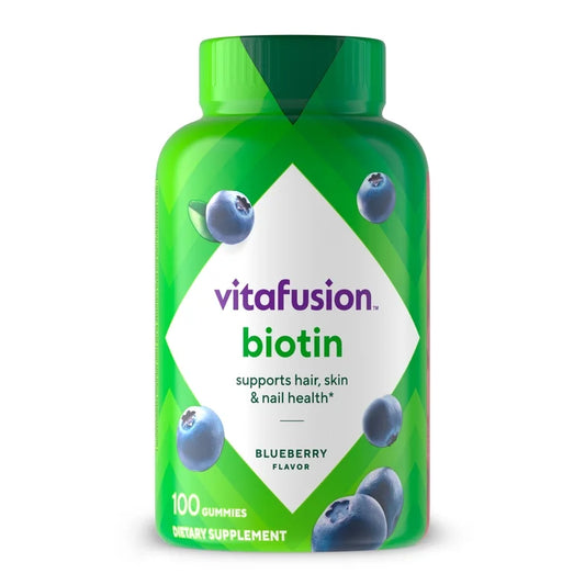 Vitafusion Extra Strength Biotin Gummies, 5000 mcg, Blueberry Flavor, 100 Gummies