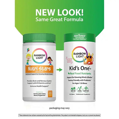 Natural Vitality Kid’s One Multivitamines + Probiotiques et, Nutriments naturels, goût punch aux fruits, 120 comprimés à mâcher