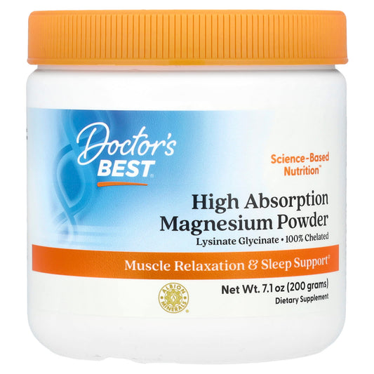 Doctor's Best High Absorption Magnesium Lysinate Glycinate Powder, 100% Chelate, 200 g