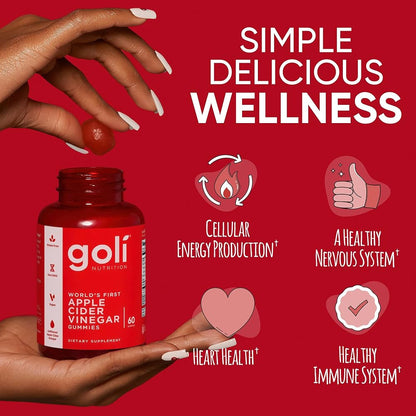 Goli Vinaigre de cidre gummies - enrichies en vitamine B12, betterave et grenade - 60 gummies
